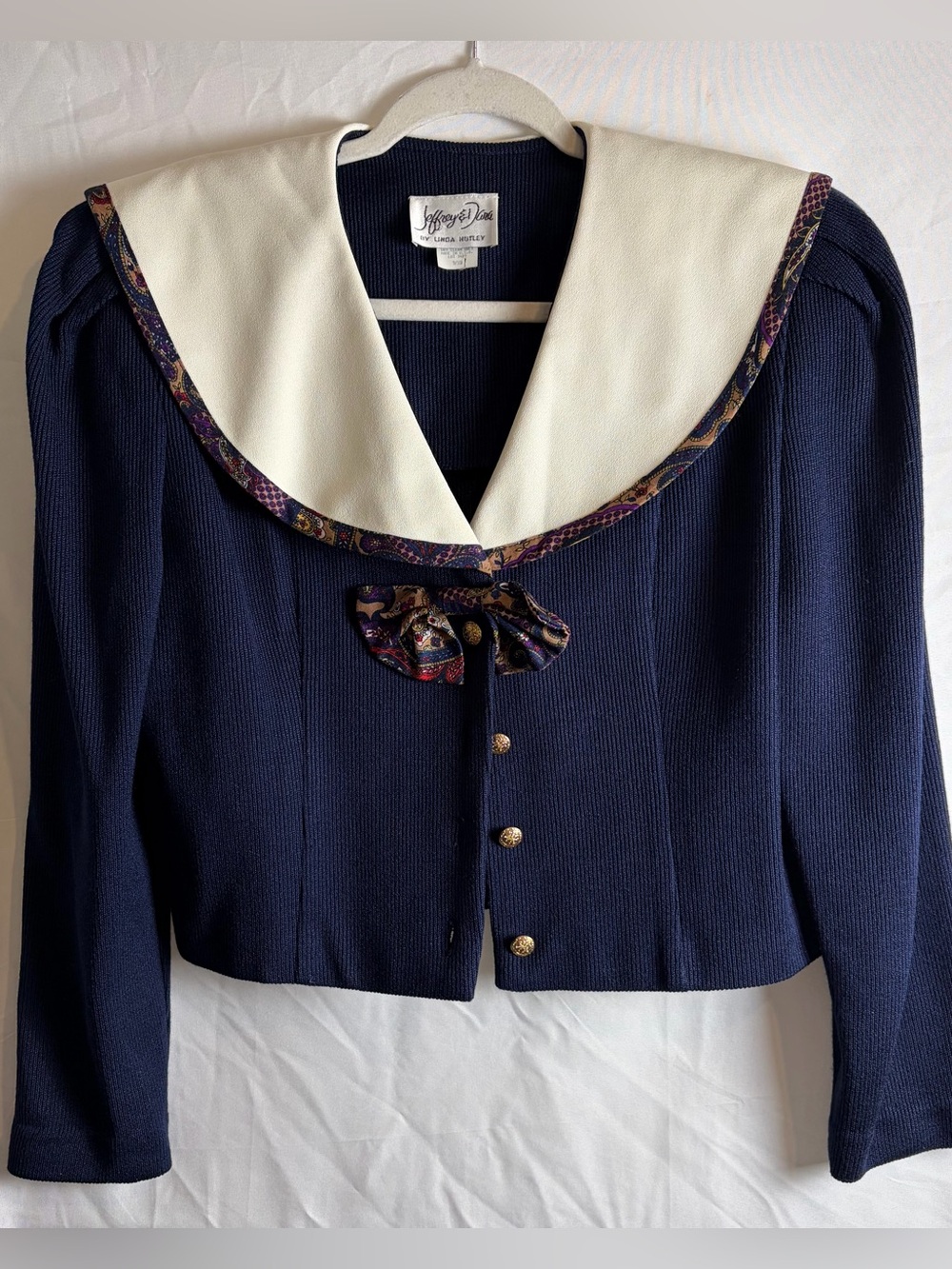 Vintage Jeffrey & Dara Sailor Collar Bow Jacket 80s